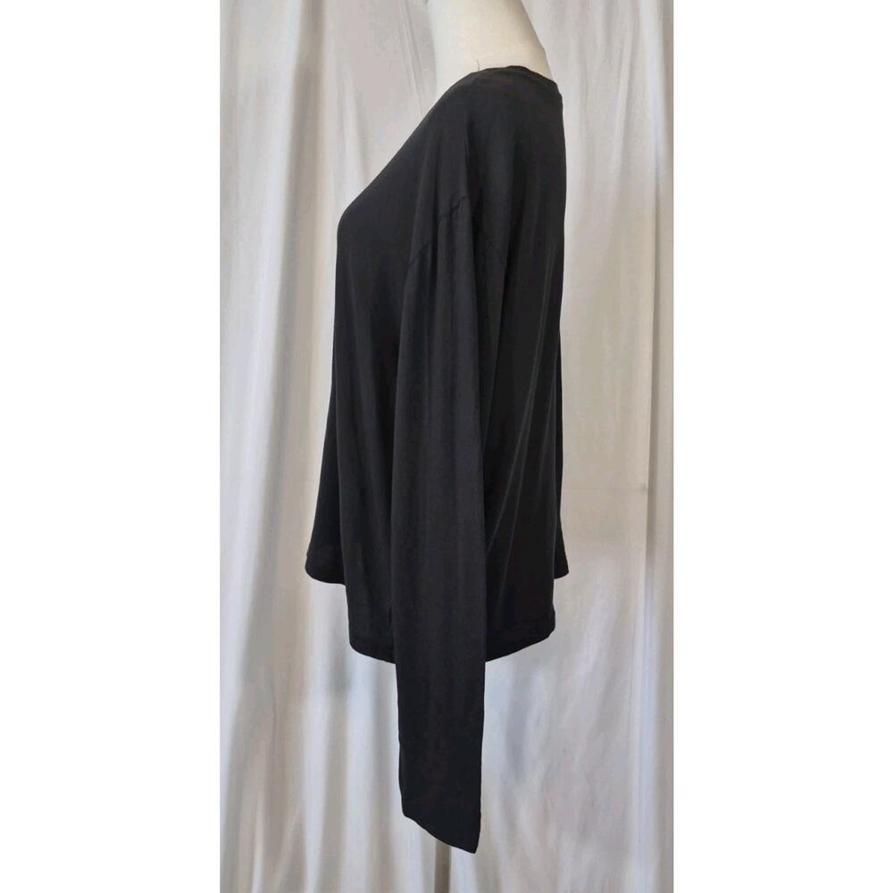 Quince Black Cotton Modal Relaxed Long Sleeve Top Large - Picture 6 of 9